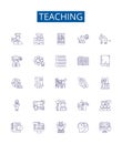 Teaching line icons signs set. Design collection of Instructing, Educating, Tutoring, Guiding, Coaching, Mentoring