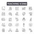 Teaching line icons for web and mobile design. Editable stroke signs. Teaching outline concept illustrations