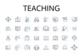 Teaching line icons collection. Instructing, Educating, Tutoring, Coaching, Mentoring, Guiding, Training vector and