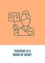 Teaching is passion postcard with linear glyph icon