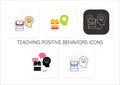 Teaching positive behaviors icons set Royalty Free Stock Photo