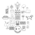 Teaching science icons set, outline style Royalty Free Stock Photo