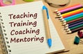 Teaching Training Coaching Mentoring words