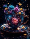 Teacup filled with flowers