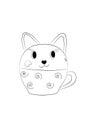 Teacup in a forn of a cartoon imagined cat