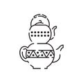 Teacup line icon icon. Teapot or samovar flat icon. Thin line signs for design logo, visit card. Symbol for web design Royalty Free Stock Photo