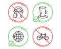 Teacup, Seo internet and Sponge icons set. Bicycle sign. Tea or latte, Globe, Cleaner bucket. Bike. Vector