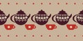 Teacups and teapots seamless vector border print Royalty Free Stock Photo