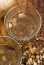 Teaglass with yellowhead root tea Royalty Free Stock Photo