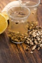 Teaglass with yellowhead root tea Royalty Free Stock Photo