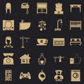 Teahouse icons set, simple style