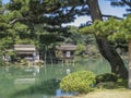 Teahouses at Kenrokuen gardens. Kanazawa, Japan Royalty Free Stock Photo