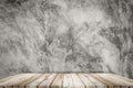 Teak wood shelf on wall texture loft style background. Royalty Free Stock Photo
