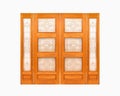 Teak wooden door on isolated white background.