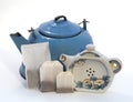 Teakettle, tea bags, & teapot shape teabag holder