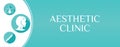 Teal Aesthetic Clinic Background Illustration with Skin, Women Face, Plastic Surgery Icons