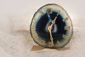 Teal agate geode clock on soft white background