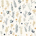 Teal And Amber Stylized Plant Pattern On Ivory Background Royalty Free Stock Photo