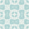 Teal aqua white vibrant watercolor batik azulejos tile background. Seamless coastal blur linen effect geometric mosaic