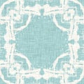 Teal aqua white vibrant watercolor batik azulejos tile background. Seamless coastal blur linen effect geometric mosaic