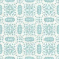 Teal aqua white vibrant watercolor batik azulejos tile background. Seamless coastal blur linen effect geometric mosaic