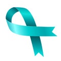 Teal Awareness ribbon. Awareness for cervical cancer, Ovarian Cancer, Polycystic Ovary Syndrome (PCOS),