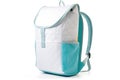 teal backpack with padded straps, threequarter view, white Royalty Free Stock Photo