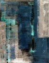 Teal and Beige Abstract Art Painting