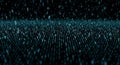 Teal Binary Code Rain Data Stream, Digital Matrix Network Animation of Falling Numbers on Dark Background Seamless Loop Royalty Free Stock Photo