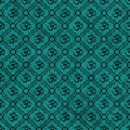 Teal and Black Aum Hindu Symbol Tile Pattern Repeat Background