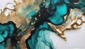 Teal Black Gold Alcohol Ink Fluid Art