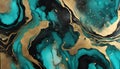 Teal Black Gold Alcohol Ink Fluid Art