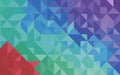 Teal blue geometric art, Red triangle mosaic backdrop, Digital poly pattern design, Abstract violet shape texture Royalty Free Stock Photo