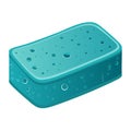 Teal blue rectangular sponge with multiple pores and water bubbles Royalty Free Stock Photo