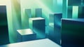 Teal and Blue Shiny Cubes Abstract 3D Render Royalty Free Stock Photo