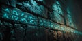 Teal and Brown Stone Wall Texture Nighttime Architectural Photography Royalty Free Stock Photo