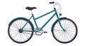 Teal-colored bicycle with a classic diamond frame design. Equipped with black Royalty Free Stock Photo