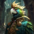 Closeup of a bird in a steampunk style clothing. Created using ai generative. Royalty Free Stock Photo