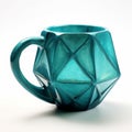 Geometric Teal Mug With Precise Hyperrealism Design