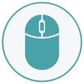 Teal computer mouse in white circle for digital interface or application icon Royalty Free Stock Photo