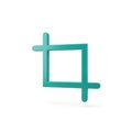 Teal Crop Tool Icon Symbol on White Background Isolated 3D Render Keywords: crop, tool, icon, symbol, graphic, design, image, Royalty Free Stock Photo