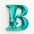 Teal 3d Cartoon Letter B: Vibrant Acrylic Colors And Innovative Page Design