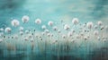 teal dandelions creating a unique and enchanting atmosphere on a grassy canvas