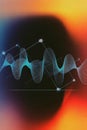 Teal Digital Waveform and Network Nodes on Dark Gradient vector illustration Background abstract sound wave Royalty Free Stock Photo