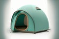 Teal dome tent with a clipping path, isolated on a white background