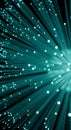 Teal Fiber Optic Strands Glowing With Light Particles on Black Royalty Free Stock Photo