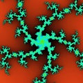 Teal fractal snowflake on oramge background Royalty Free Stock Photo