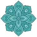 Teal Geometric Floral Mandala Pattern Decorative Element Royalty Free Stock Photo