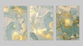 Teal and gold marble abstract backgrounds set Royalty Free Stock Photo