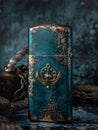 Teal And Gold Nautical Lighter With Anchor And Ship Design Royalty Free Stock Photo